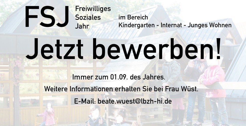 FSJ - Jetzt bewerben. Immer bis zum 01.09. des Jahres.