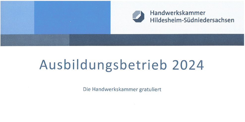 Auszeichnung der Handwerkskammer zum Ausbildungsbetrieb 2024